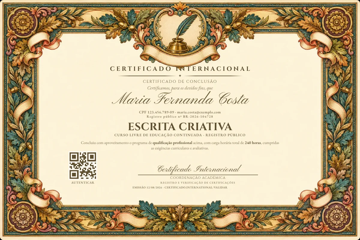 Capa do curso Escrita Criativa