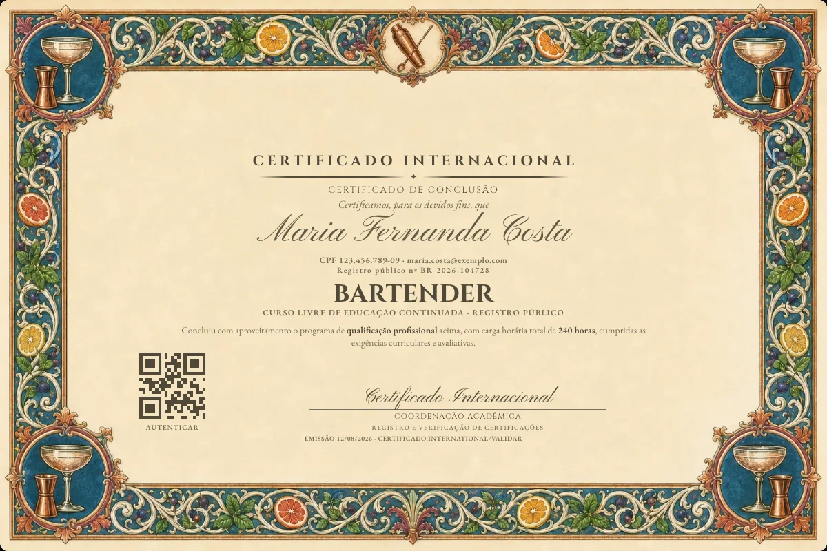 Capa do curso Bartender