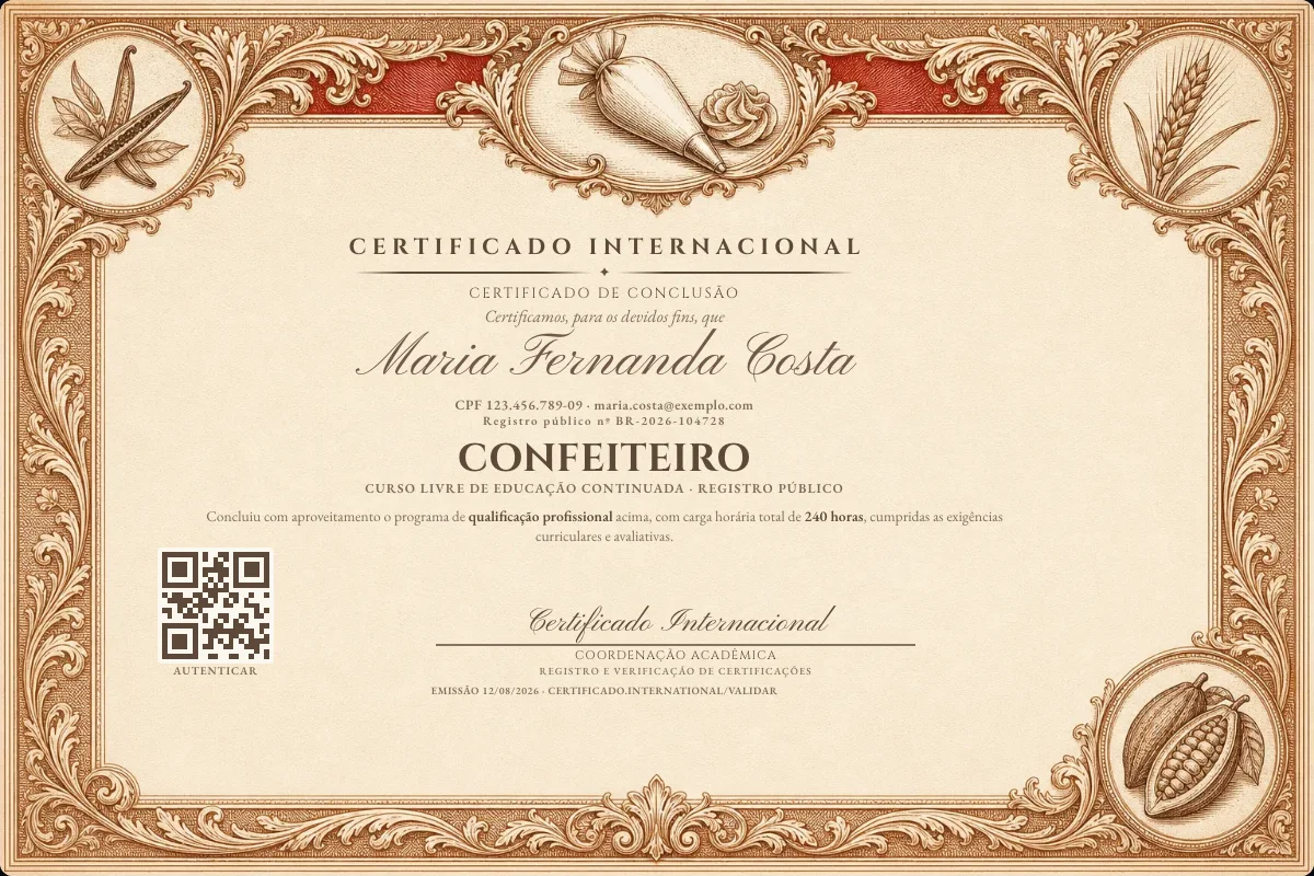 Capa do curso Confeiteiro