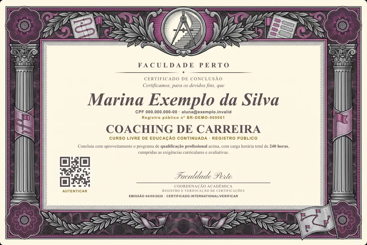 Certificado do curso de Coaching de Carreira