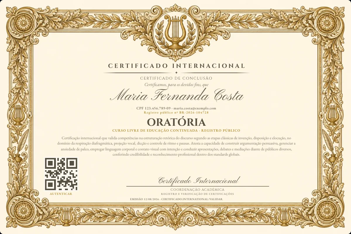 Capa do curso Oratória