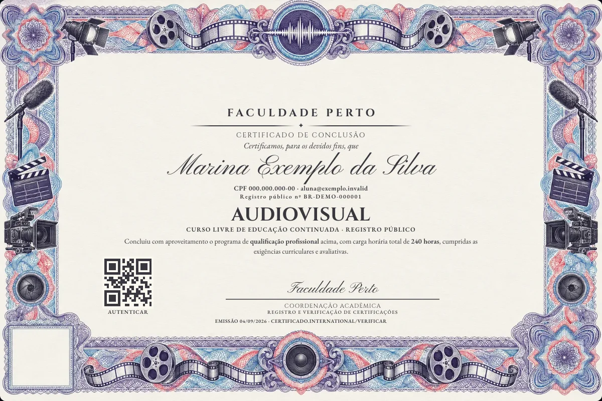 Certificado do curso de Audiovisual