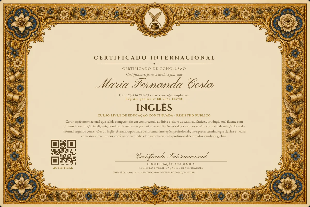 Capa do curso Inglês