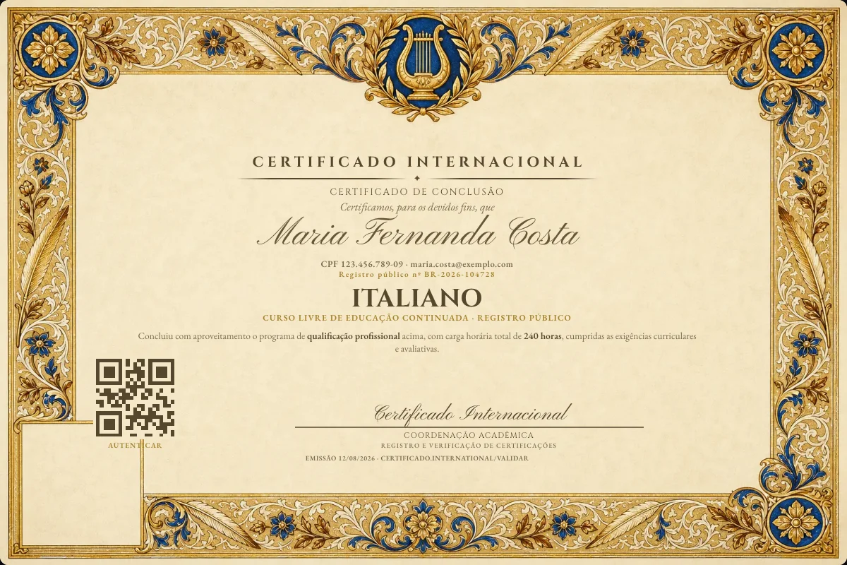 Capa do curso Italiano