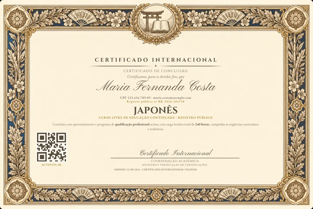 Capa do curso Japonês