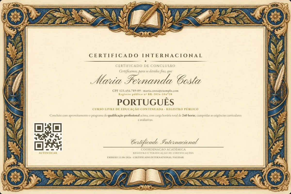 Capa do curso Português