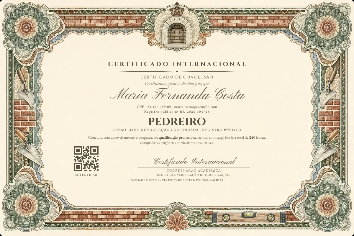 Capa do curso Pedreiro