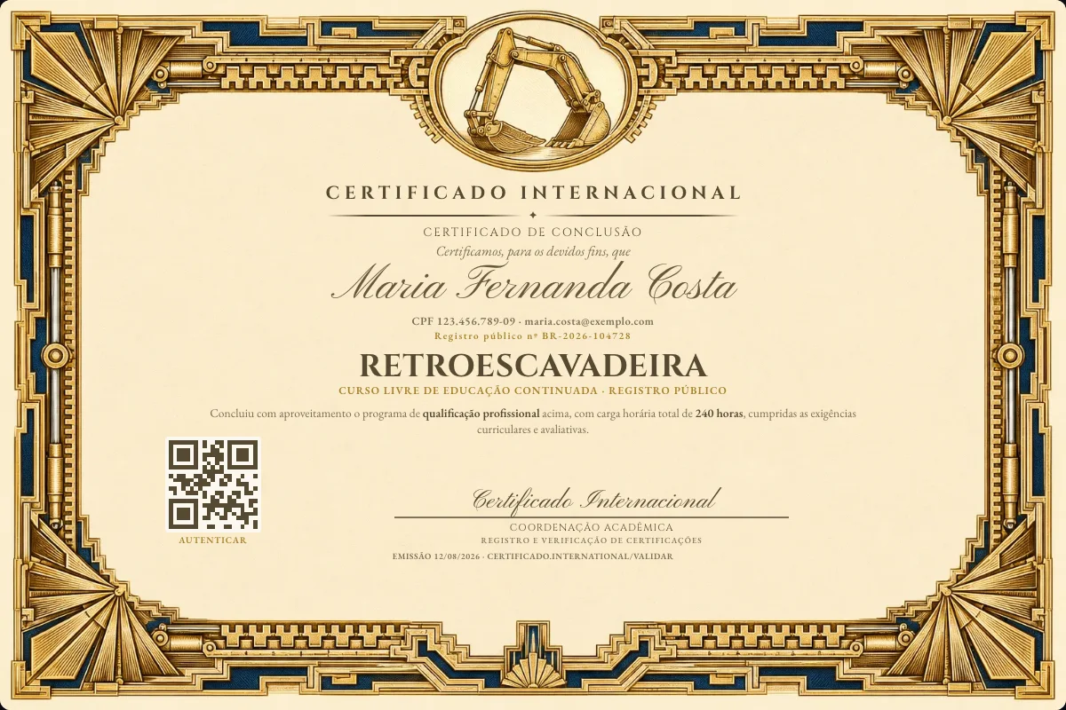 Capa do curso Retroescavadeira