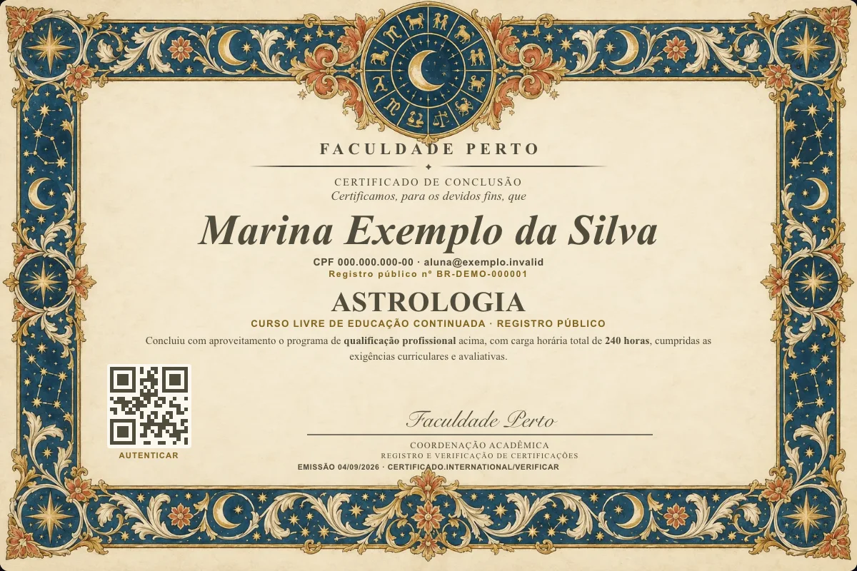 Certificado do curso de Astrologia
