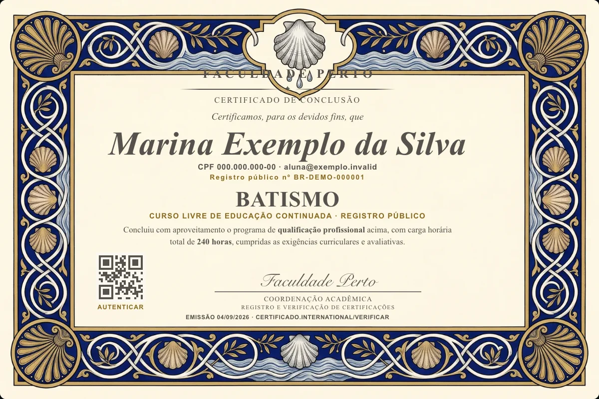 Certificado do curso de Batismo
