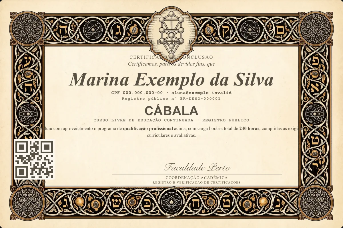 Certificado do curso de Cábala