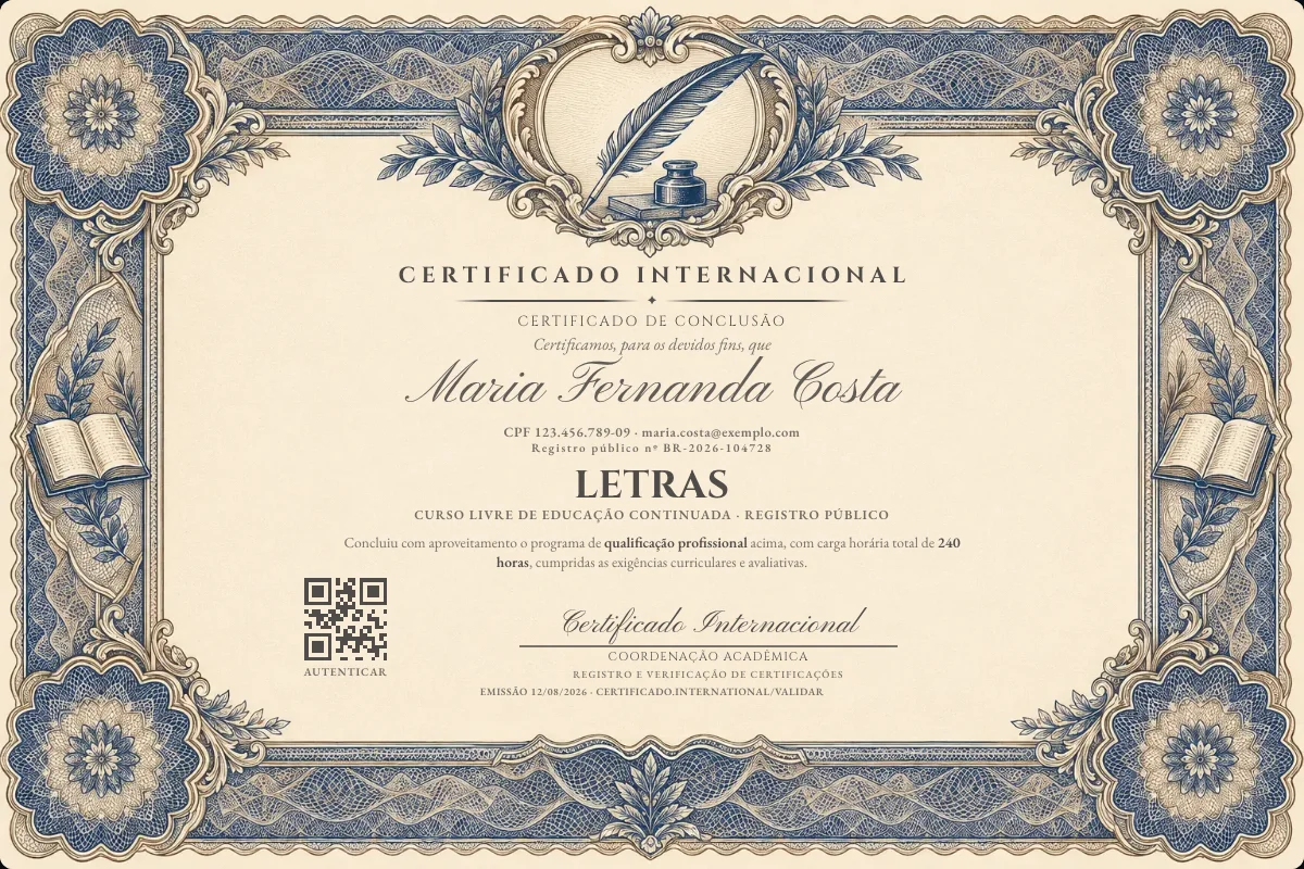 Capa do curso Letras