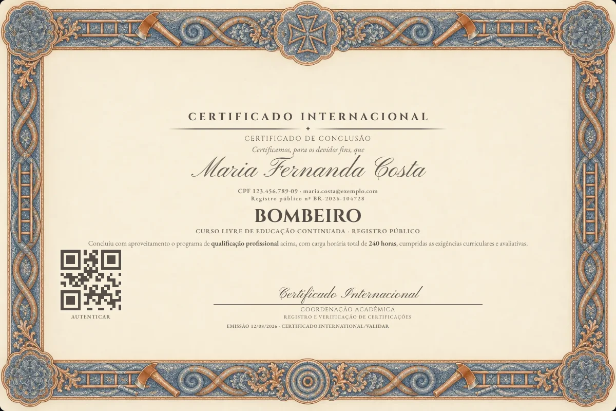 Capa do curso Bombeiro