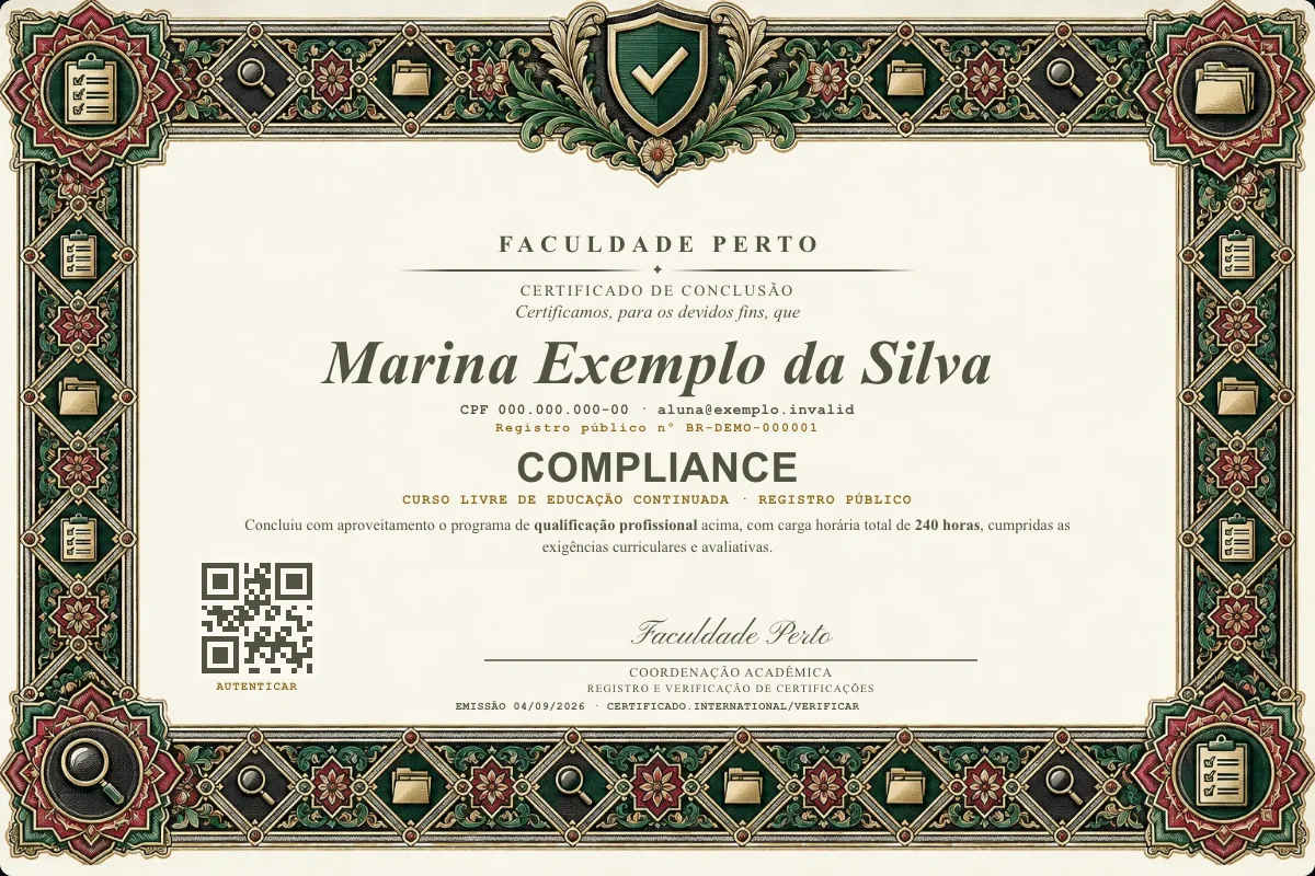 Certificado do curso de Compliance