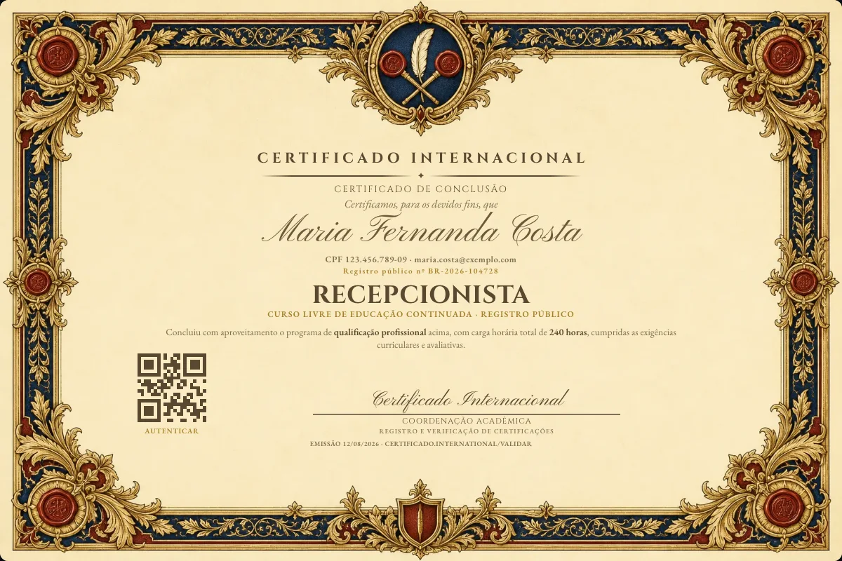 Capa do curso Recepcionista