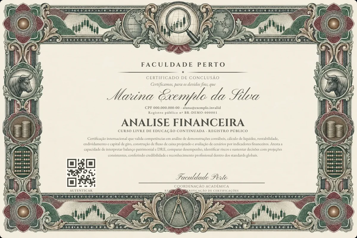 Certificado do curso de Analise Financeira