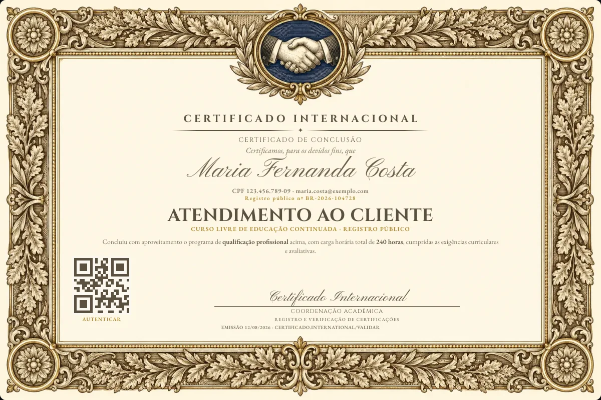 Capa do curso Atendimento ao Cliente
