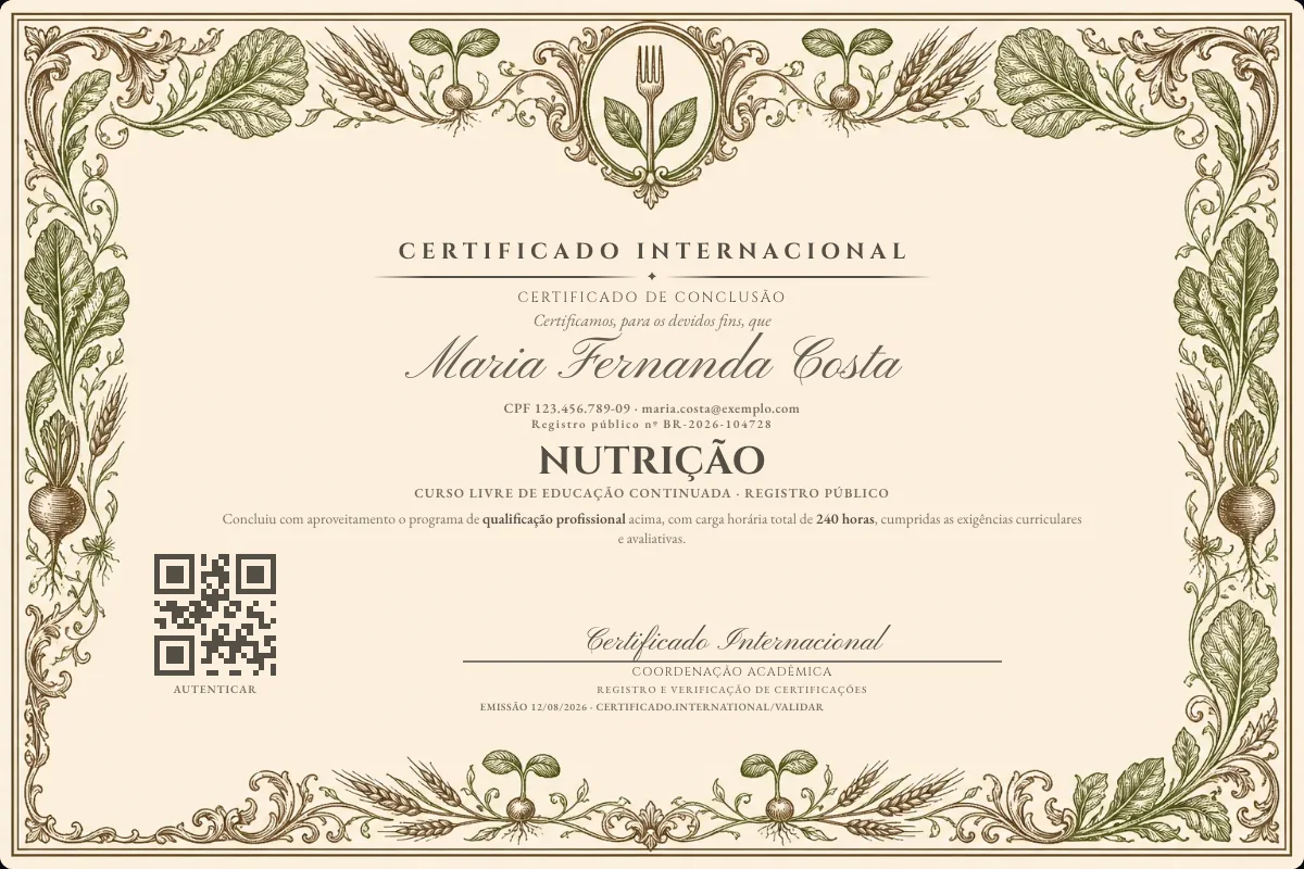 Capa do curso Nutrição
