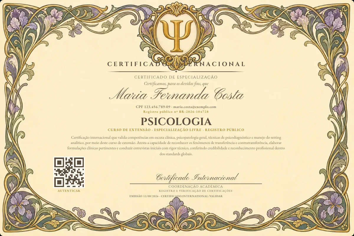 Capa do curso Psicologia