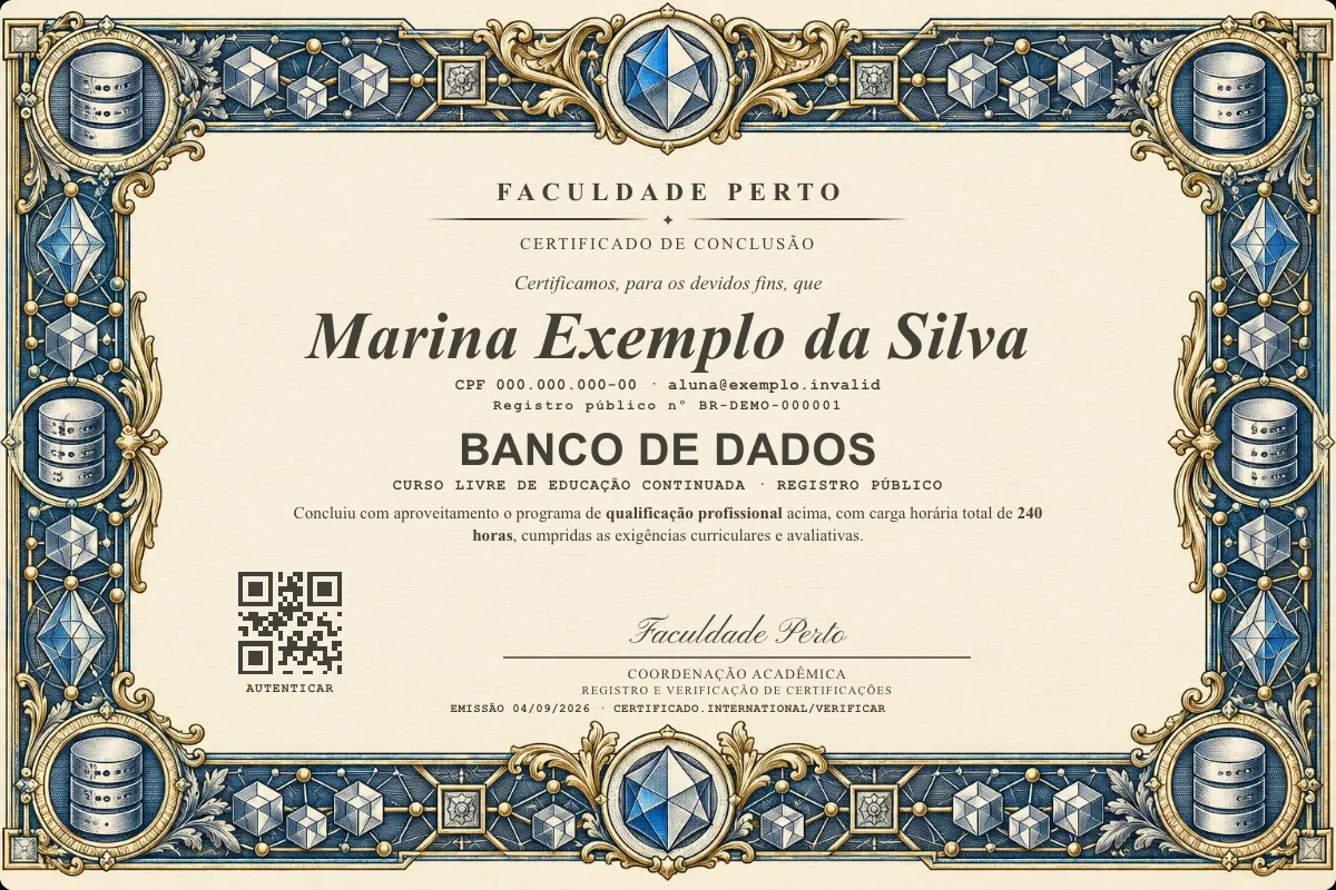Certificado do curso de Banco de Dados