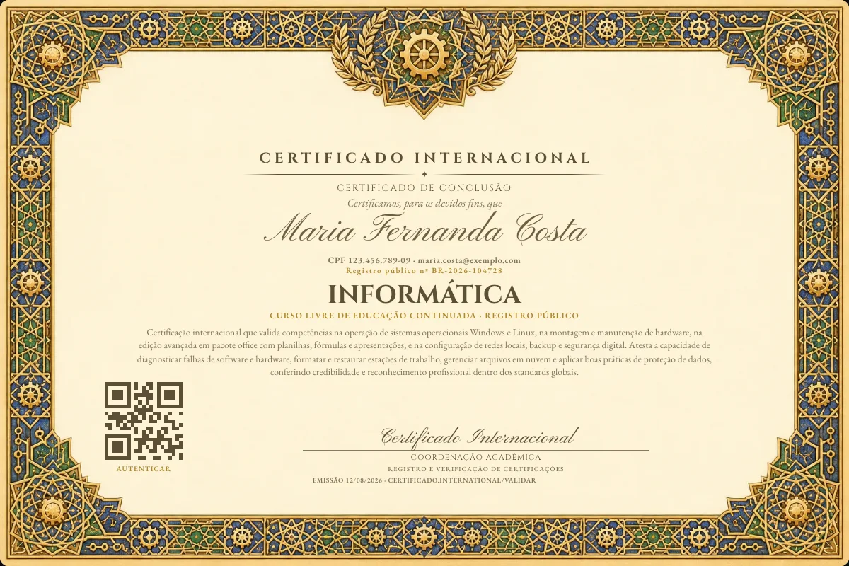 Capa do curso Informática