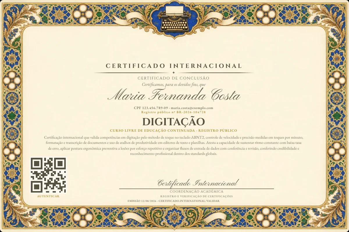 Capa do curso Digitação