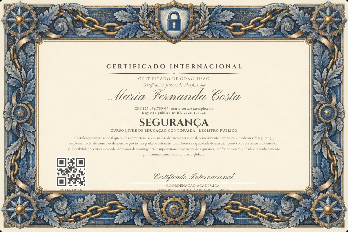 Capa do curso Segurança