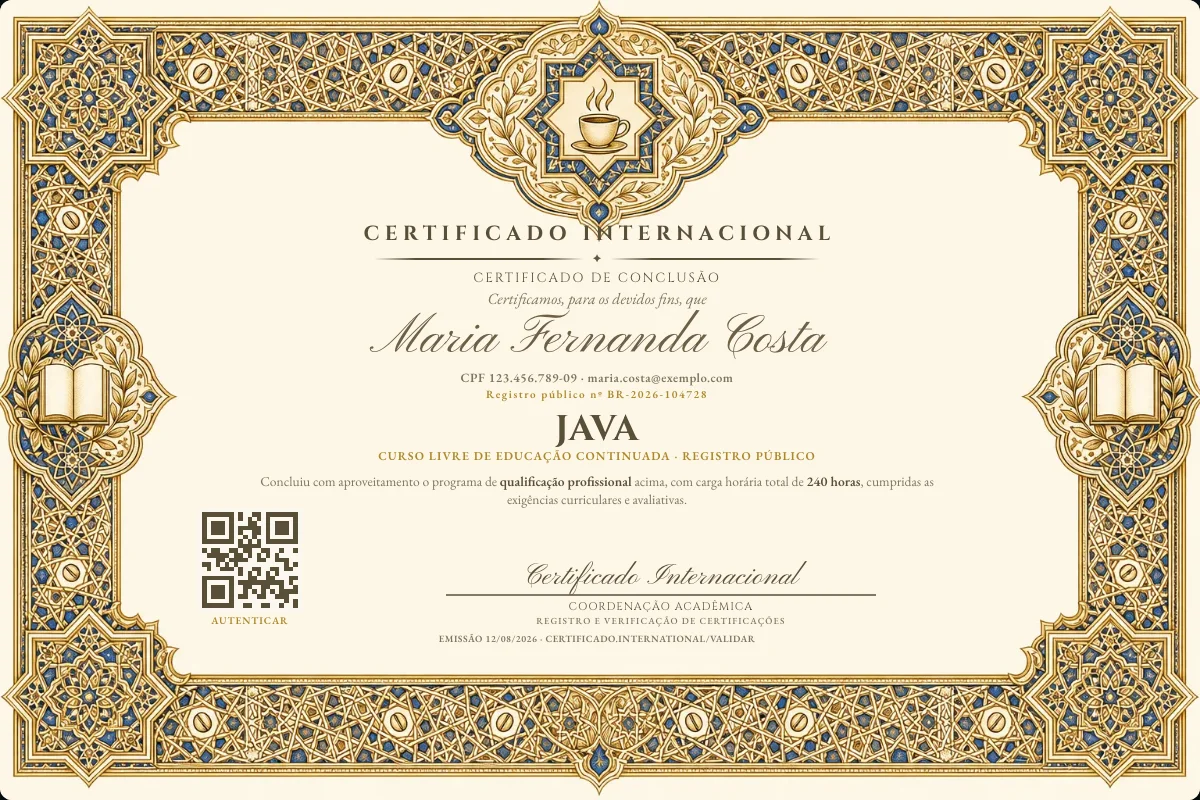 Capa do curso Java