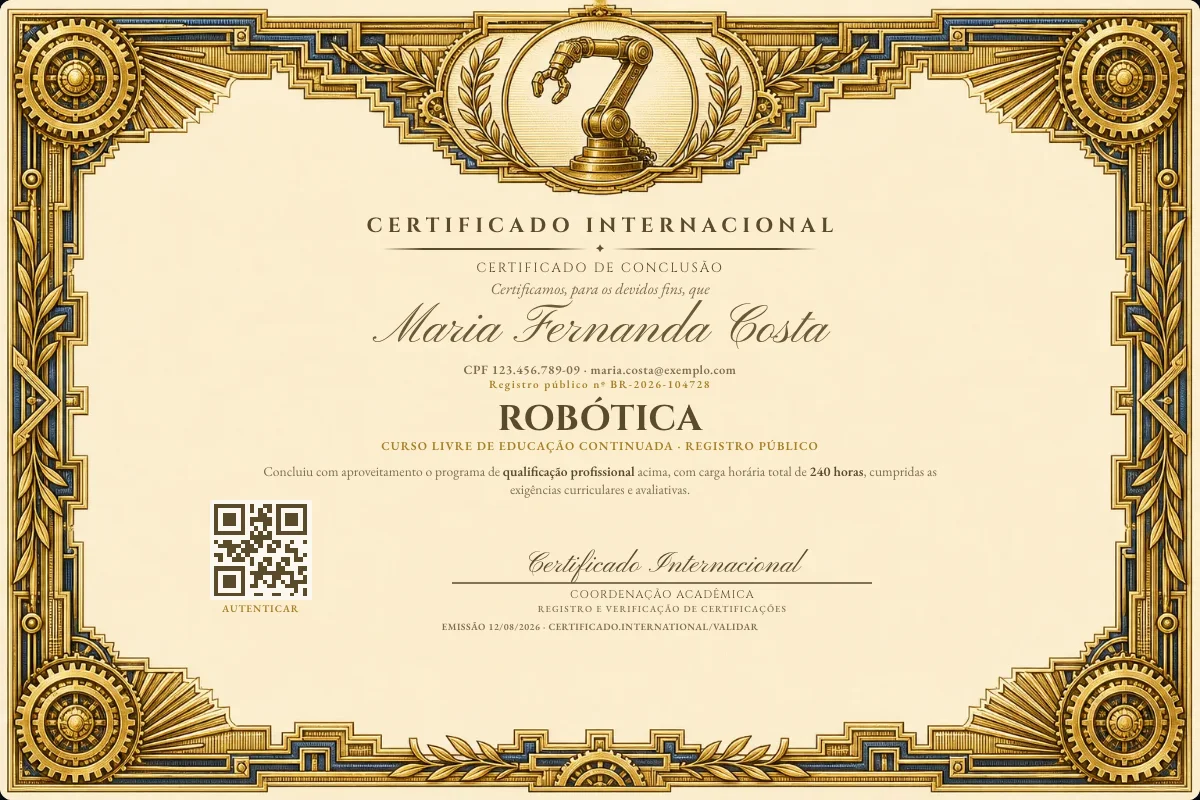 Capa do curso Robótica