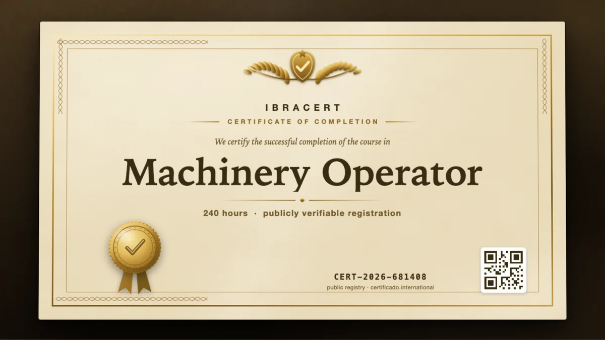 Cover of the Machinery Operator course