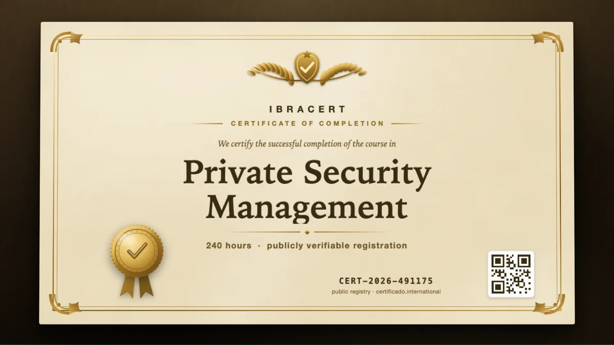 Cover of the Private Security Management course