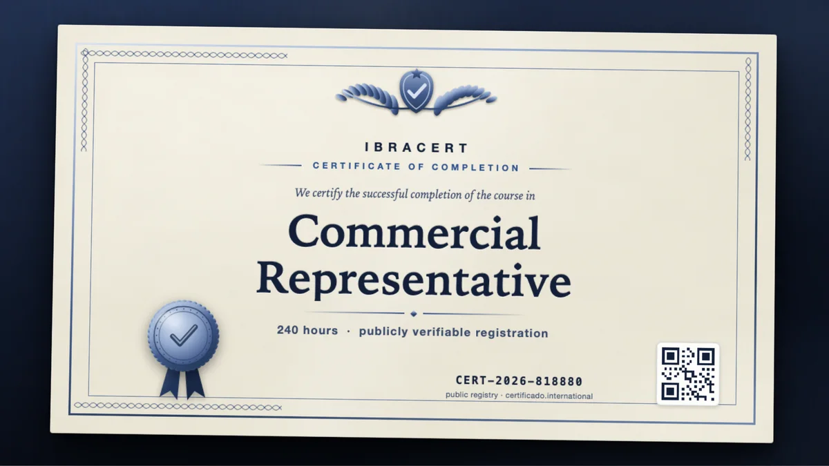 Cover of the Commercial Representative course
