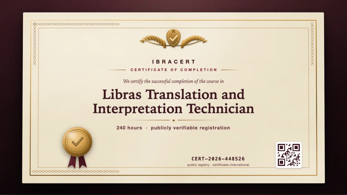 Cover of the Libras Translation and Interpretation Technician course