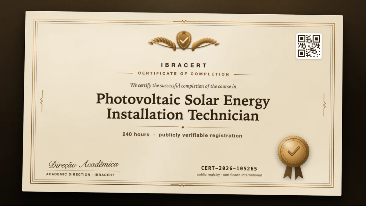 Cover of the Photovoltaic Solar Energy Installation Technician course