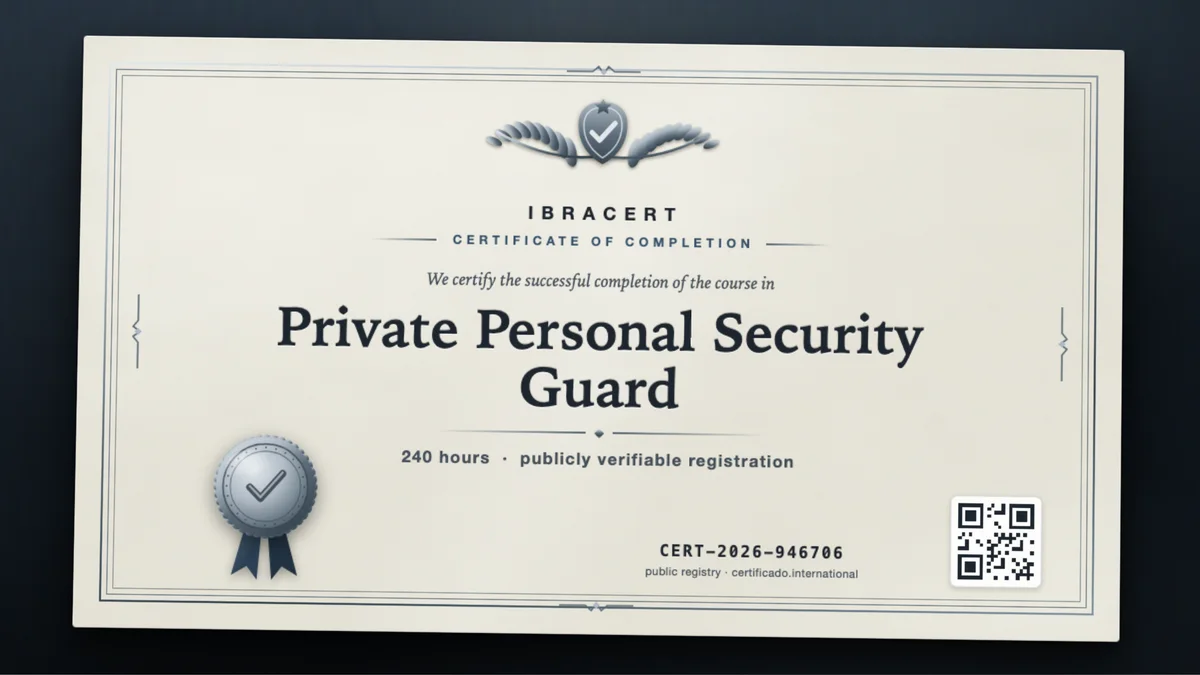 Cover of the Private Personal Security Guard course