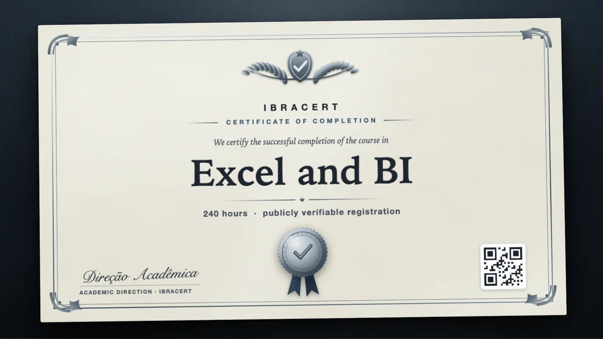 Cover of the Excel and BI course
