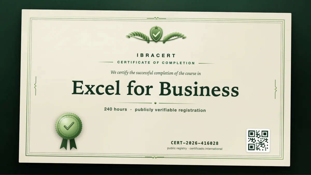 Cover of the Excel for Business course