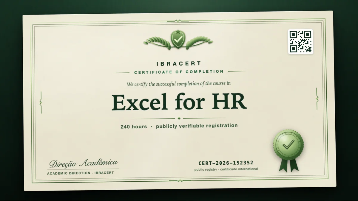 Cover of the Excel for HR course