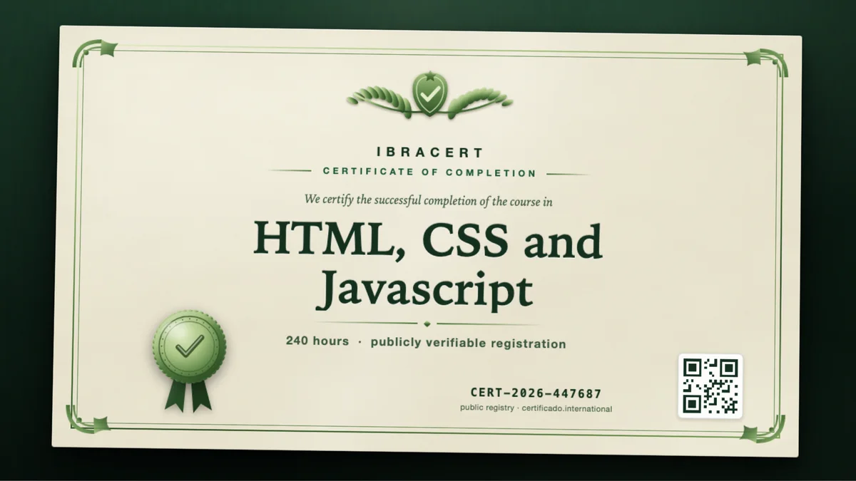 Cover of the HTML, CSS and Javascript course