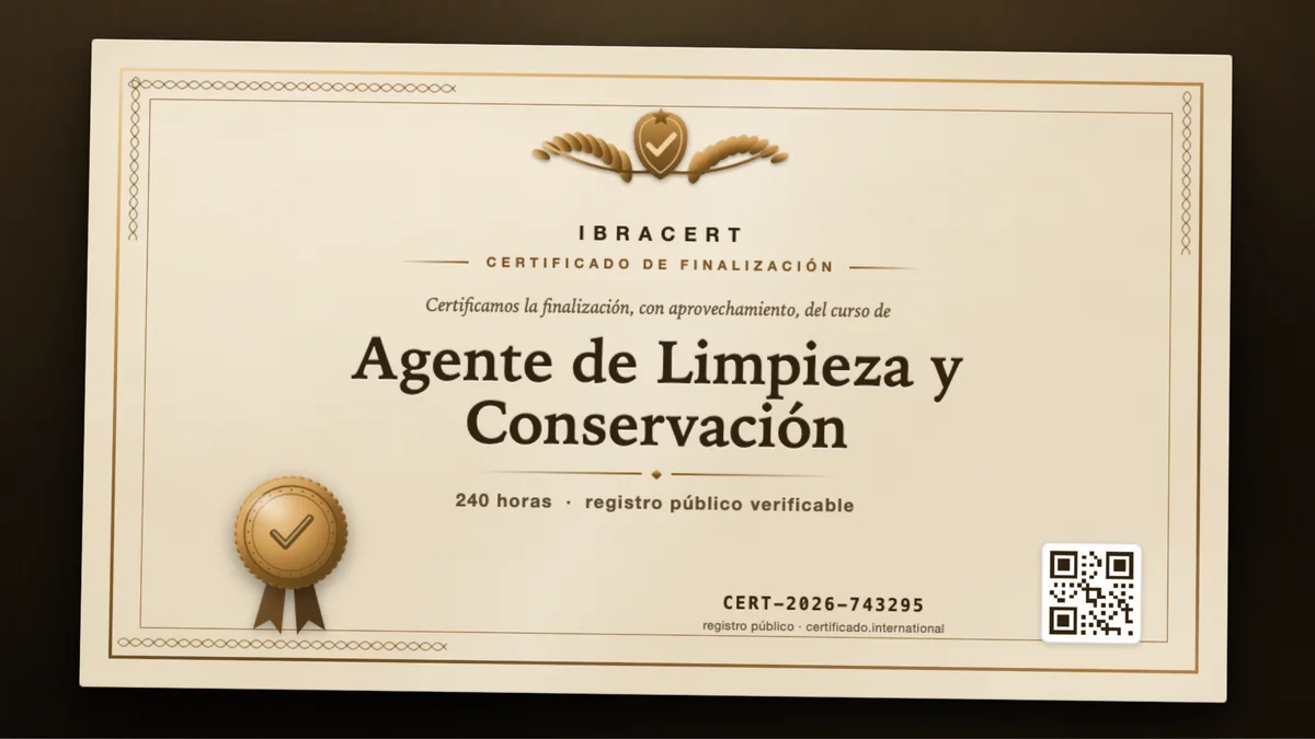 Portada del curso Agente de Limpieza y Conservación