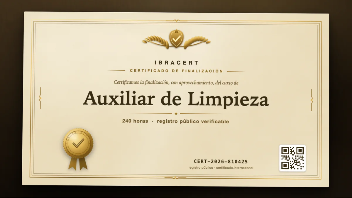Portada del curso Auxiliar de Limpieza