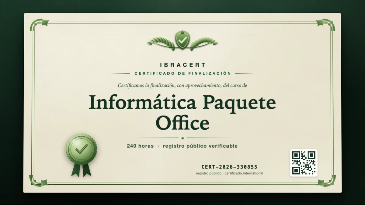 Portada del curso Informática Paquete Office