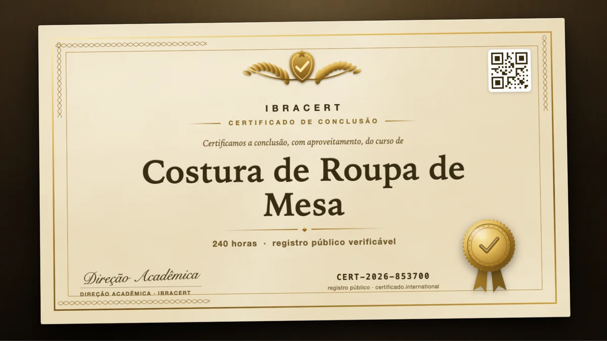 Capa do curso Costura de Roupa de Mesa