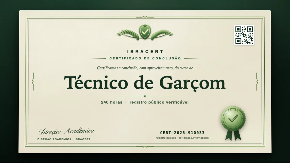Capa do curso Técnico de Garçom