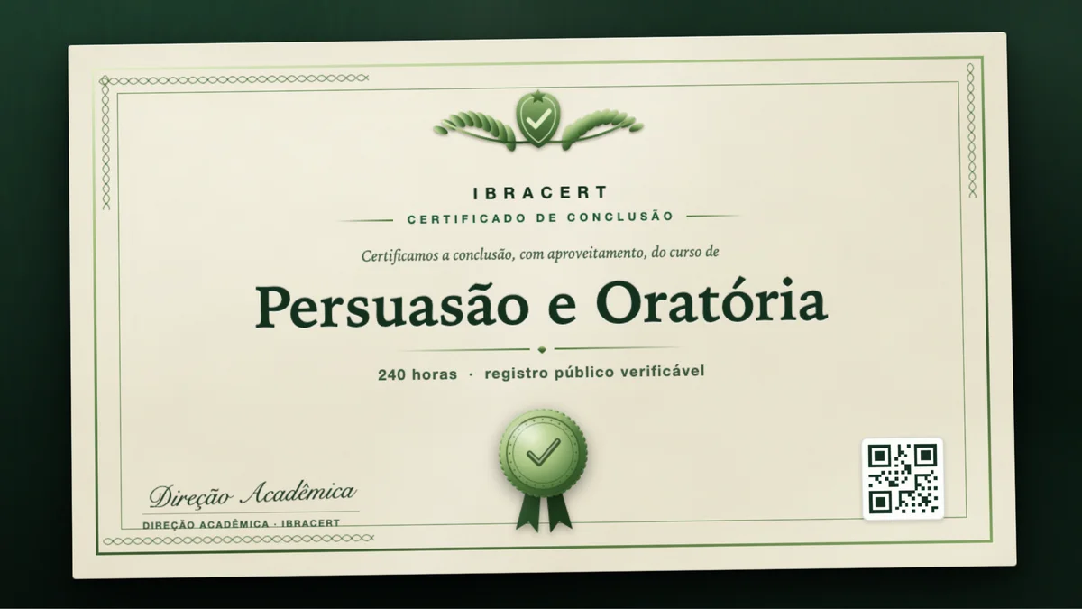 Capa do curso Persuasão e Oratória