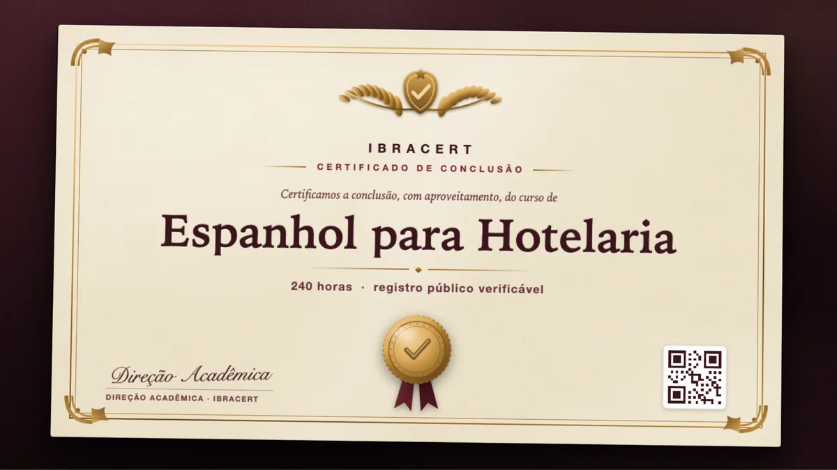 Capa do curso Espanhol para Hotelaria