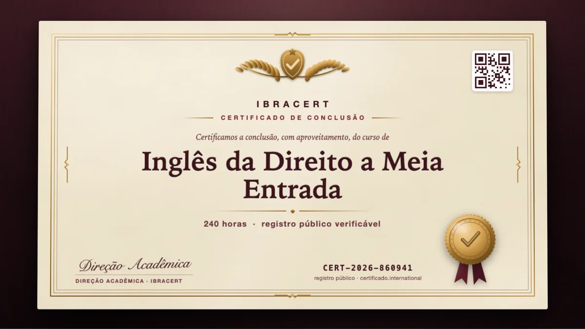 Capa do curso Inglês da Direito a Meia Entrada