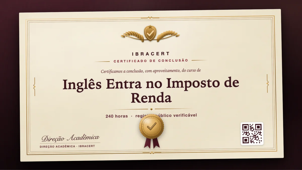 Capa do curso Inglês Entra no Imposto de Renda