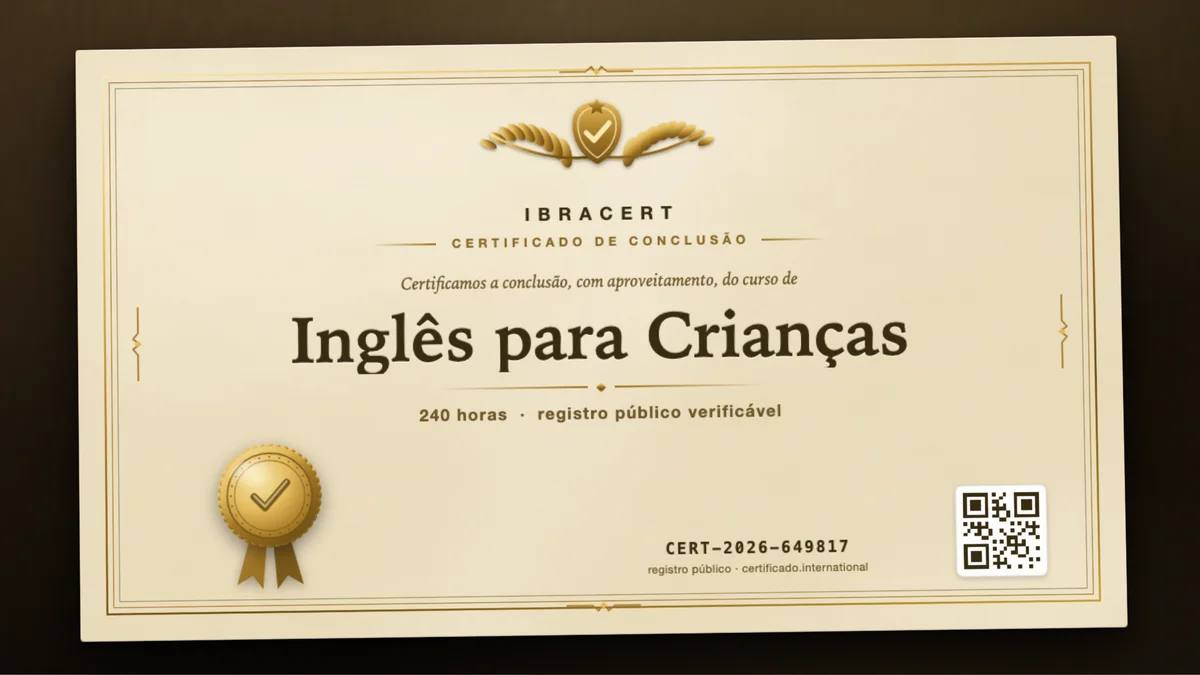 Capa do curso Inglês para Crianças