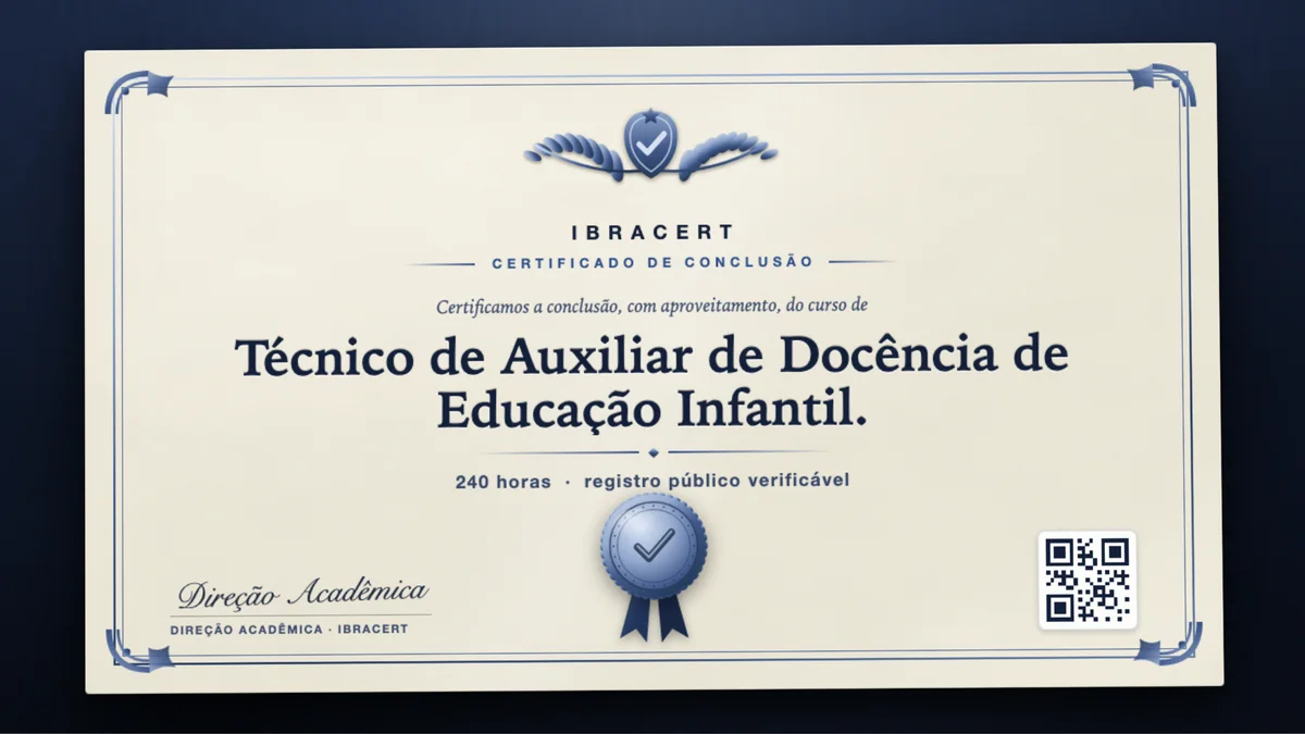 Capa do curso Técnico de Auxiliar de Docência de Educação Infantil.